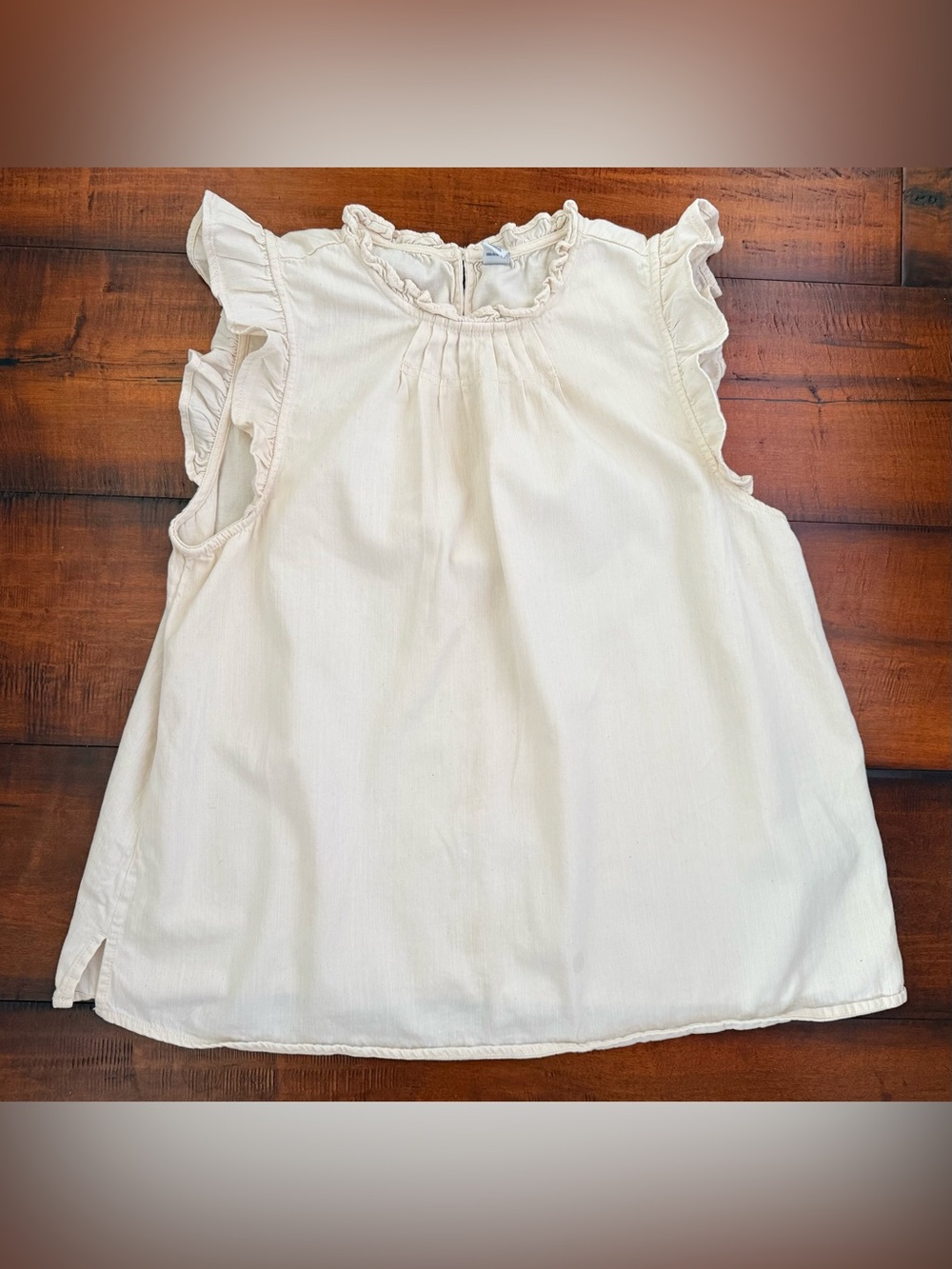 Old Navy Cream Ruffle Sleeve Tank Top